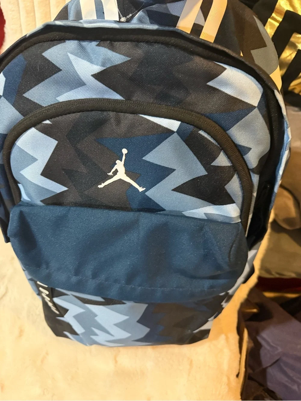 Jordan Men's Navy and Light Blue Geometric Backpack